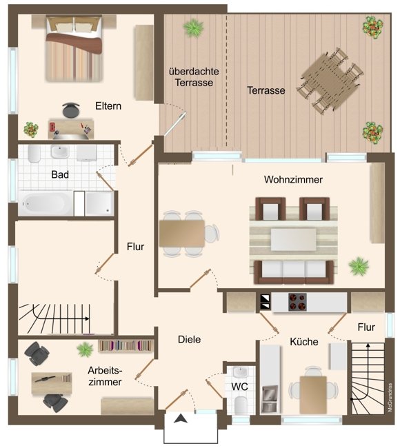 Wohnen auf einer Ebene – Bungalow mit herrlichem Garten und 3 Garagenstellplätzen (Obj.-Nr. 6540)