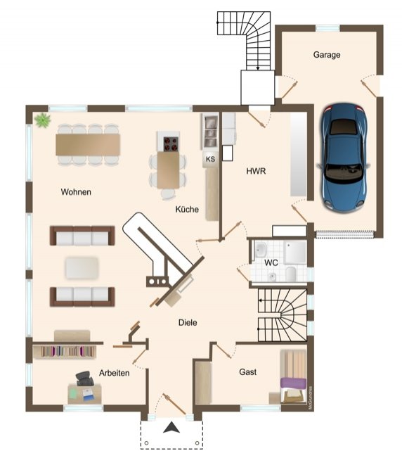 Stadtvilla in Rastede auf Erbpachtgrundstück mit Dachterrasse, Sauna & KfW40-Standard (Obj.-Nr. 6538