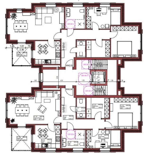 Haus 1+2 Obergeschoss